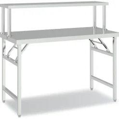 vidaXL Restauración-Mesa de trabajo para cocina con estante acero inox 120x60x115cm