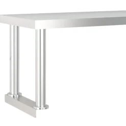 vidaXL Restauración-Mesa de trabajo para cocina con estante acero inox 120x60x115cm