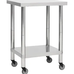 vidaXL Mesa de trabajo para cocina con ruedas acero inox 60x30x85 cm Online
