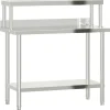 vidaXL Restauración-Mesa de trabajo para cocina con estante acero inox 110x55x120cm