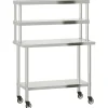 vidaXL Restauración-Mesa de trabajo para cocina con estante acero inox 110x55x150cm