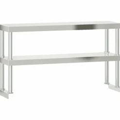 vidaXL Restauración-Mesa de trabajo para cocina con estante acero inox 110x55x150cm