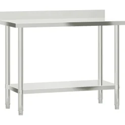 vidaXL Mesa de trabajo para cocina con estante acero inox 110x55x120cm Sale