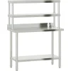 vidaXL Restauración-Mesa de trabajo para cocina con estante acero inox 110x55x150cm