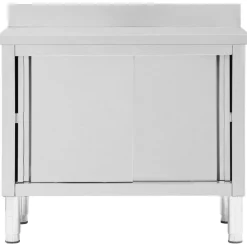 vidaXL Mesa de trabajo puertas correderas acero inox 100x50x(95-97) New