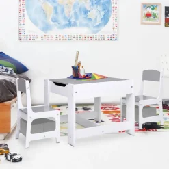 Niños vidaXL Mobiliario Para Bebés Y Niños Pequeños-Mesa infantil con 2 sillas MDF