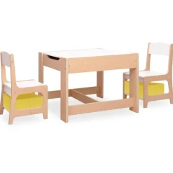 vidaXL Mesa infantil con 2 sillas MDF Marr&oacute;n New