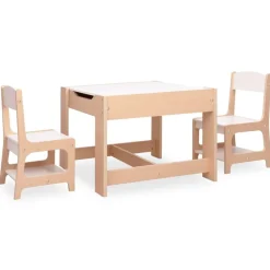 vidaXL Mesa infantil con 2 sillas MDF Marr&oacute;n New