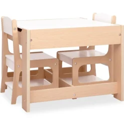 vidaXL Mesa infantil con 2 sillas MDF Marr&oacute;n New