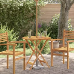 vidaXL Mesa jardín plegable madera maciza de eucalipto Ø60x75 cm Sale