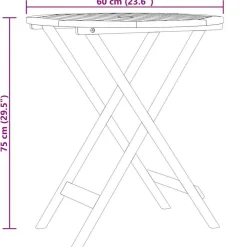 vidaXL Mesa jardín plegable madera maciza de eucalipto Ø60x75 cm Sale