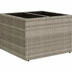 vidaXL Mesa jardín superficie vidrio ratán PE 55x55x37 cm Gris claro