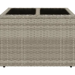 vidaXL Mesa jardín superficie vidrio ratán PE 55x55x37 cm Gris claro