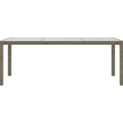 vidaXL Muebles De Jardín-Mesa jardín vidrio templado ratán sintético 190x90x75 cm