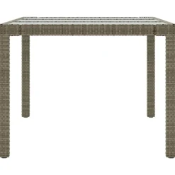 vidaXL Muebles De Jardín-Mesa jardín vidrio templado ratán sintético 190x90x75 cm