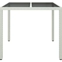 vidaXL Muebles De Jardín-Mesa jardín vidrio templado ratán sintético 90x90x75 cm