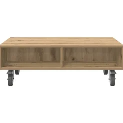 vidaXL Mesas-Mesa Lateral con Ruedas Roble artesanal 90 x 50 x 30 cm