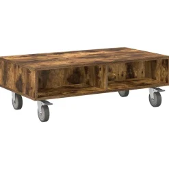 vidaXL Mesa Lateral con Ruedas 90 x 50 x 30 cm Roble ahumado Outlet