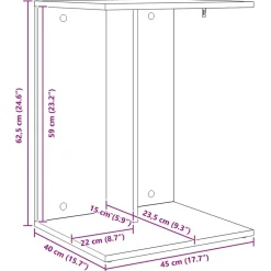 vidaXL Mesa lateral Madera vieja 45 x 40 x 62,5 cm Madera envejecida