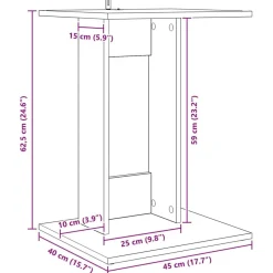 vidaXL Mesas-Mesa lateral Roble artesanal 45 x 40 x 62,5 cm