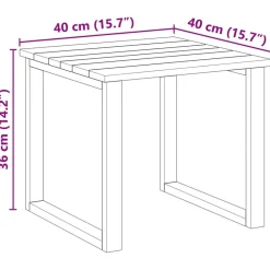 vidaXL Muebles De Jardín-Mesa Natural 40 x 40 x 36 cm Madera de pino impregnada