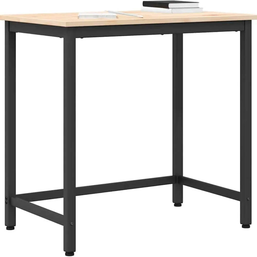 vidaXL Mesa 80 x 50 x 77 cm Madera Ingenierizada y Acero Natural New