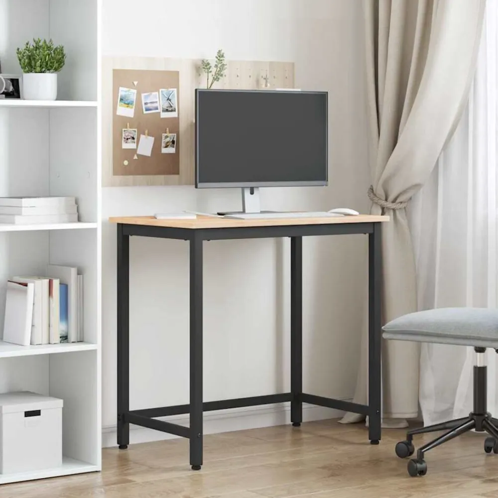 vidaXL Mesa 80 x 50 x 77 cm Madera Ingenierizada y Acero Natural New