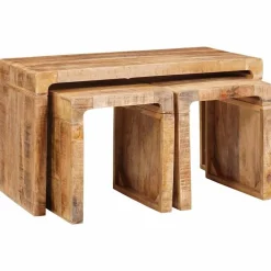 vidaXL Mesas-Mesa Nido 3 pcs Marrón Madera de mango maciza