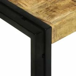 vidaXL Mesas-Mesa Nido 3 pcs Marrón y Negro Madera de Mango Sólida y Metal