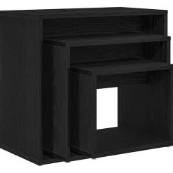 vidaXL Mesa Nido 3 pcs Madera de ingeniería Roble negro Sale