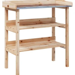 vidaXL Mesa para plantas con estantes madera maciza abeto 78x38x82,5cm Natural Discount