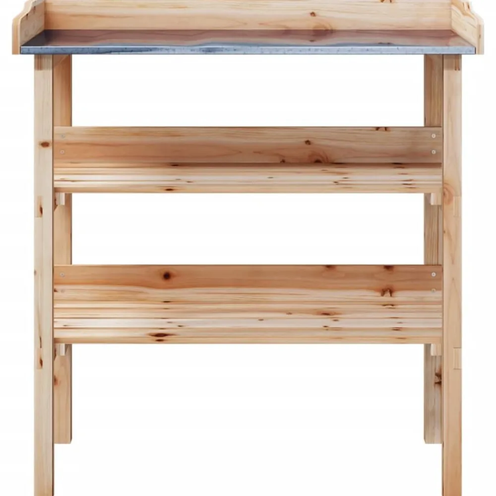 vidaXL Mesa para plantas con estantes madera maciza abeto 78x38x82,5cm Natural Discount