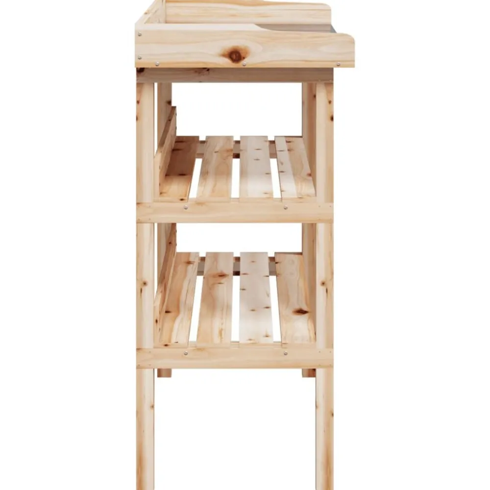 vidaXL Mesa para plantas con estantes madera maciza abeto 78x38x82,5cm Natural Discount