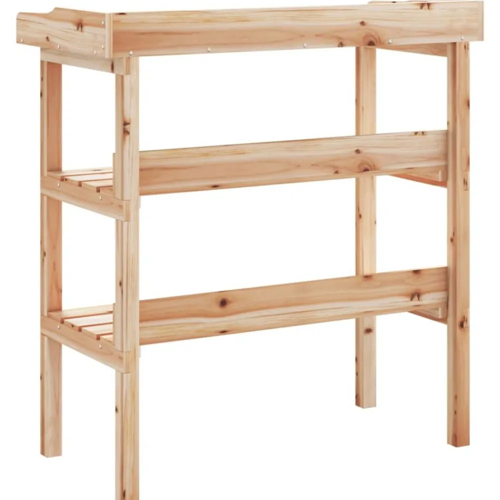 vidaXL Mesa para plantas con estantes madera maciza abeto 78x38x82,5cm Natural Discount