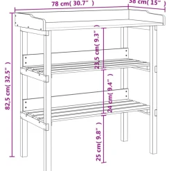 vidaXL Mesa para plantas con estantes madera maciza abeto 78x38x82,5cm Natural Discount