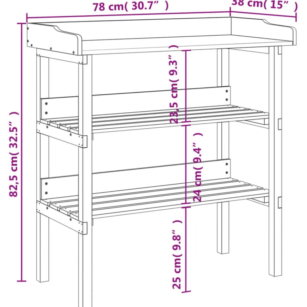 vidaXL Mesa para plantas con estantes madera maciza abeto 78x38x82,5cm Natural Discount