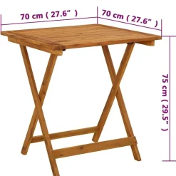 vidaXL Mesa plegable de jardín de madera maciza de acacia 70x70x75 cm Online