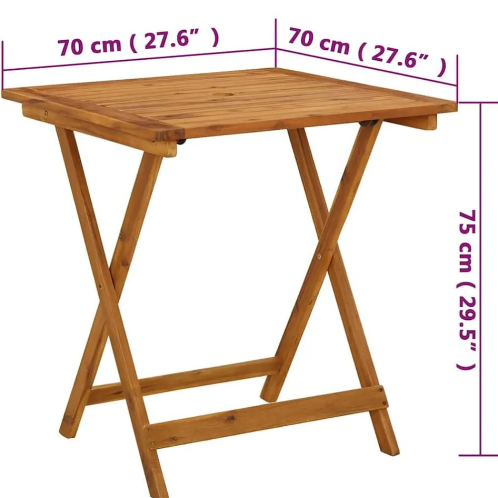 vidaXL Mesa plegable de jardín de madera maciza de acacia 70x70x75 cm Online