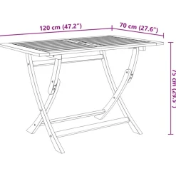 vidaXL Mesa plegable de jardín madera maciza de acacia 120x70x75 cm Marr&oacute;n Clearance