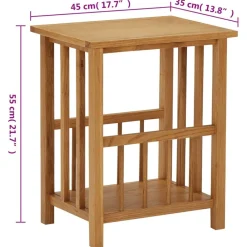 vidaXL Mesa revistero madera maciza de roble 45x35x55 cm Online