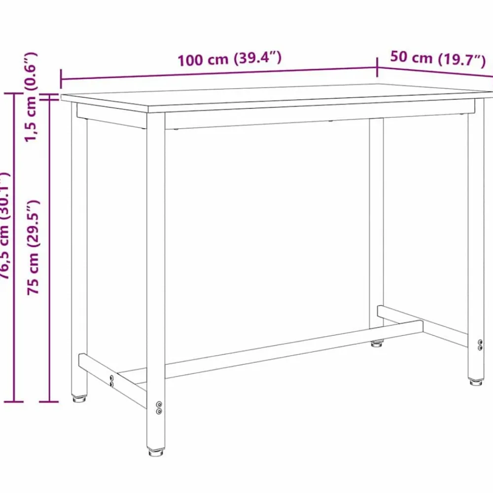 vidaXL Mesa 100 x 50 x 76,5 cm Roble ahumado Hot