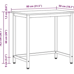 vidaXL Mobiliario De Oficina-Mesa Roble artesanal 80 x 50 x 76,5 cm