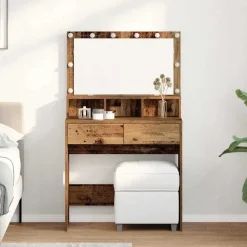 vidaXL Armarios Y Almacenamiento-Mesa Tocador con cajón Madera vieja 80 x 41 x 134,5 cm