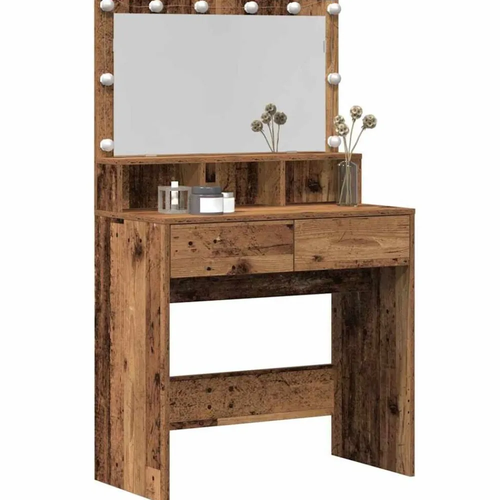 vidaXL Armarios Y Almacenamiento-Mesa Tocador con cajón Madera vieja 80 x 41 x 134,5 cm