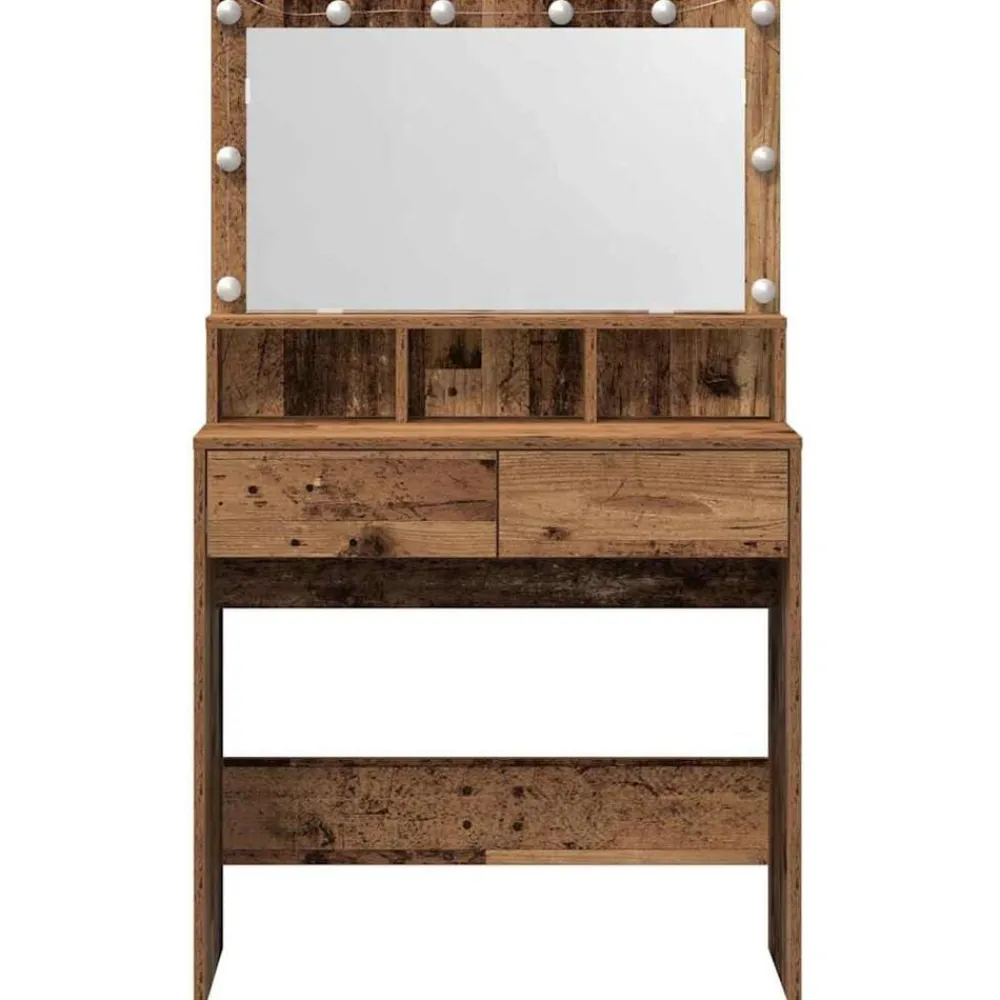 vidaXL Armarios Y Almacenamiento-Mesa Tocador con cajón Madera vieja 80 x 41 x 134,5 cm