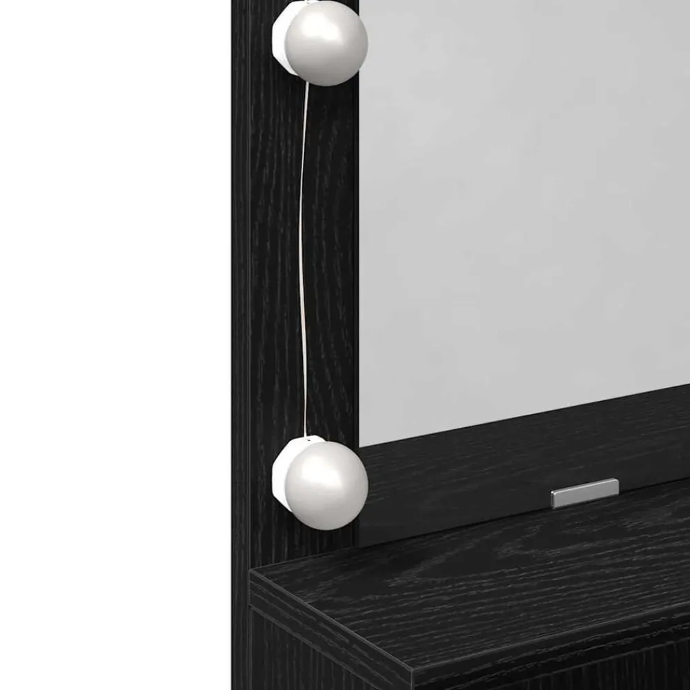 vidaXL Mesa Tocador con luces de espejo 80 x 41 x 134,5 cm Roble negro Sale