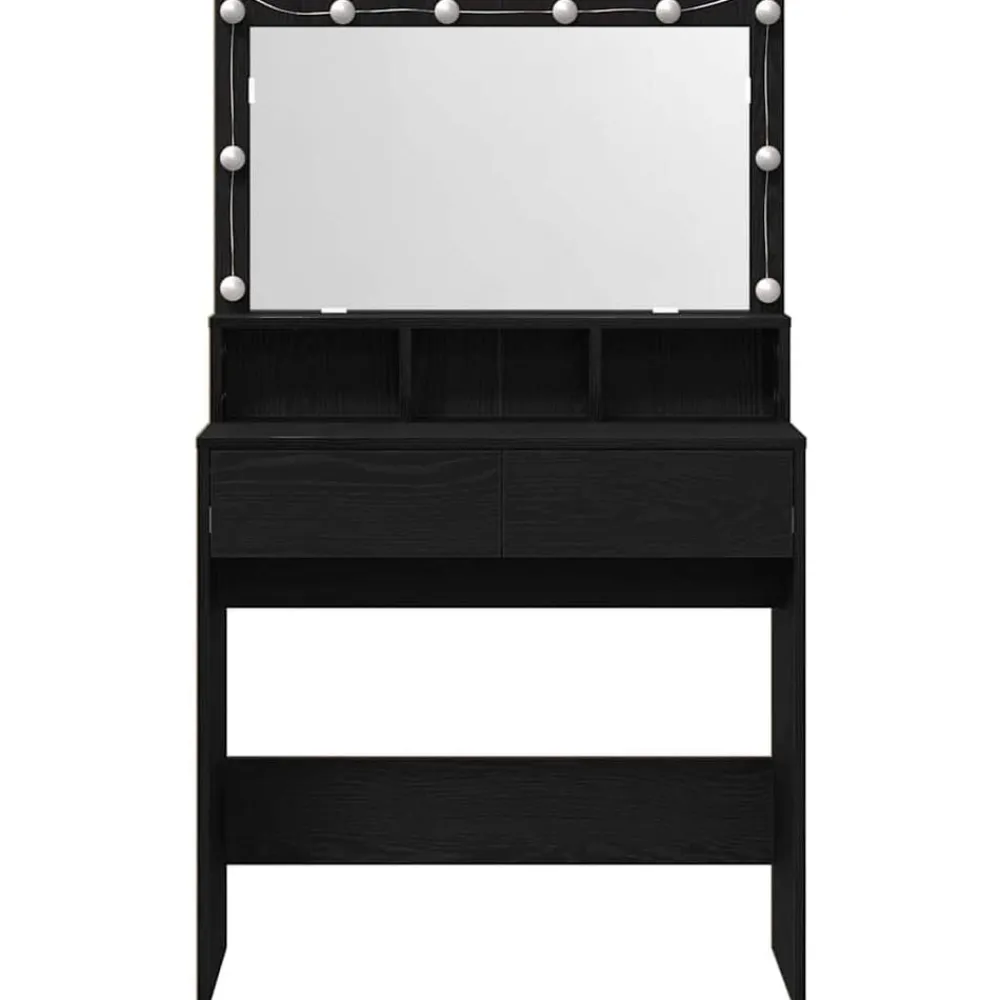 vidaXL Mesa Tocador con luces de espejo 80 x 41 x 134,5 cm Roble negro Sale
