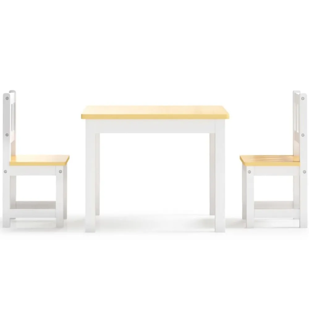 vidaXL Mesa y silla infantil 3 pzas MDF Blanco y beige Hot