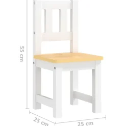 vidaXL Mesa y silla infantil 3 pzas MDF Blanco y beige Hot