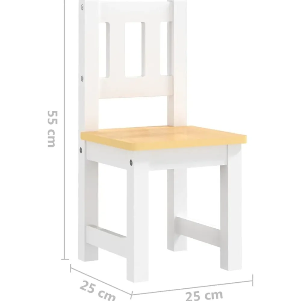 vidaXL Mesa y silla infantil 3 pzas MDF Blanco y beige Hot